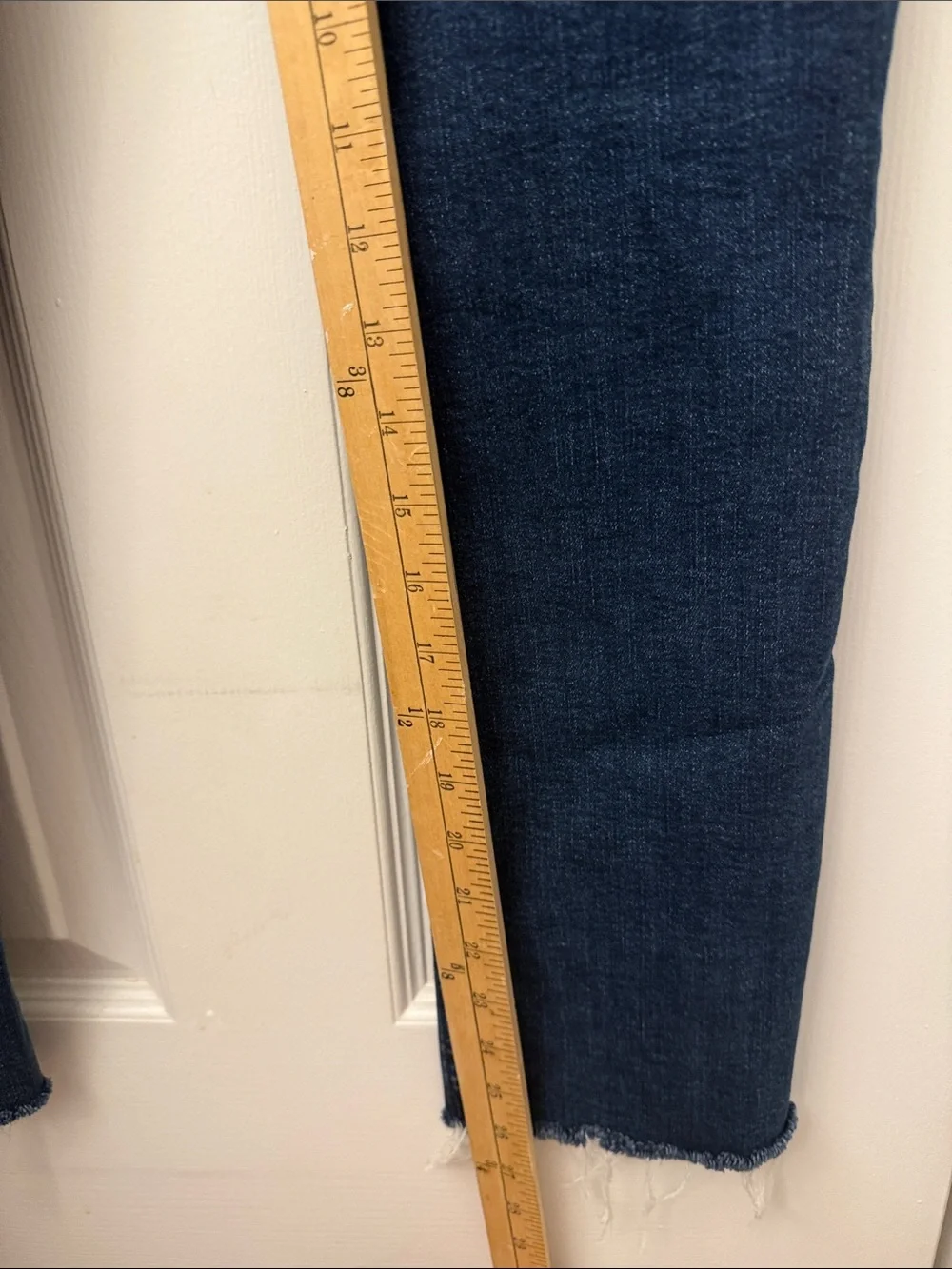 MOTHER Mid-Rise Dazzler Ankle Fray Jeans Dark Blue 27 Fancy Meeting You Here